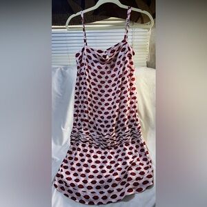 Adriana Degreas lips mini dress, Pink w/ Red Lip Print. Size Medium.